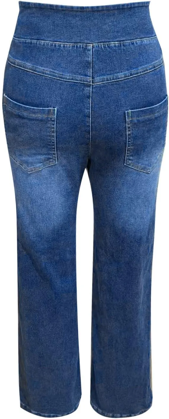 Women Sweatpant Jeans 2025 Sweatpants That Look Like Jeans High Waisted Stretchy Wide Leg Denim Pants with Pockets