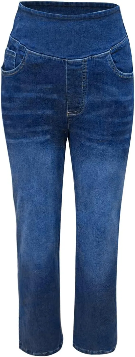 Women Sweatpant Jeans 2025 Sweatpants That Look Like Jeans High Waisted Stretchy Wide Leg Denim Pants with Pockets