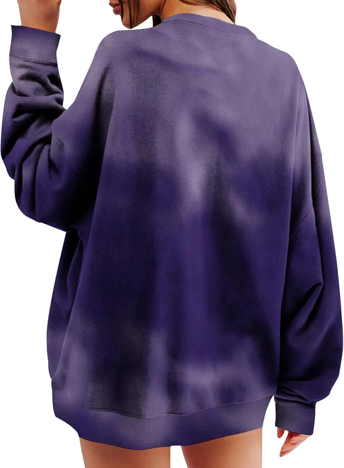Women Tie Dye Oversized Shirt Casual Crewneck Long Sleeve Pullover Tops Fall Lightweight Drop Shoulder Sweatshirts