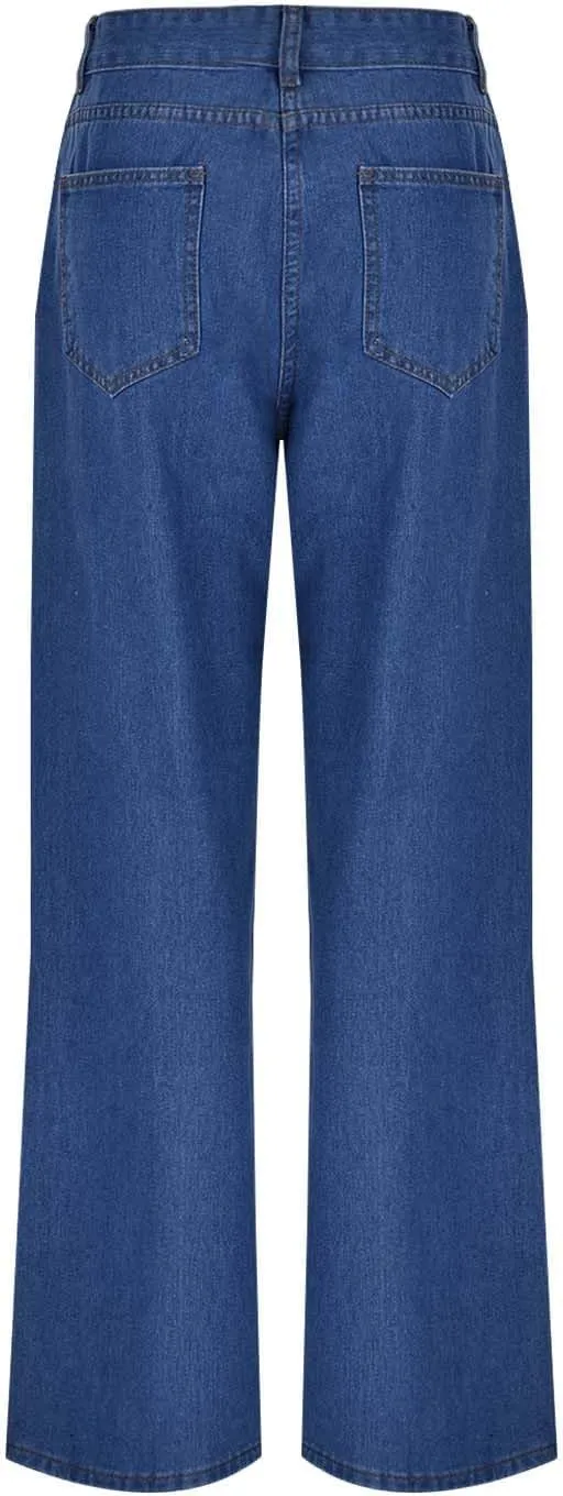 Women's Barrel Jeans High Waisted Casual Straight Leg Stretch Trendy Wide Leg Ankle Denim Pants Long Trousers 2024