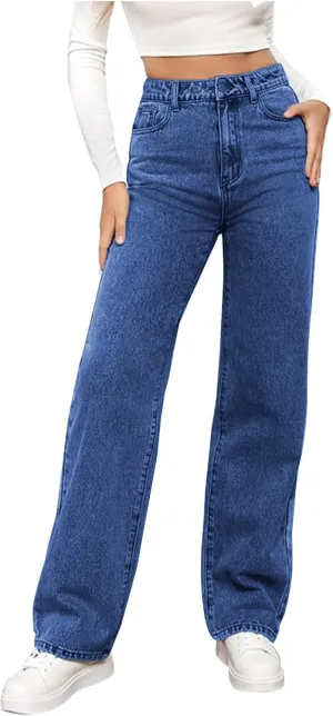 Women's Barrel Jeans High Waisted Casual Straight Leg Stretch Trendy Wide Leg Ankle Denim Pants Long Trousers 2024