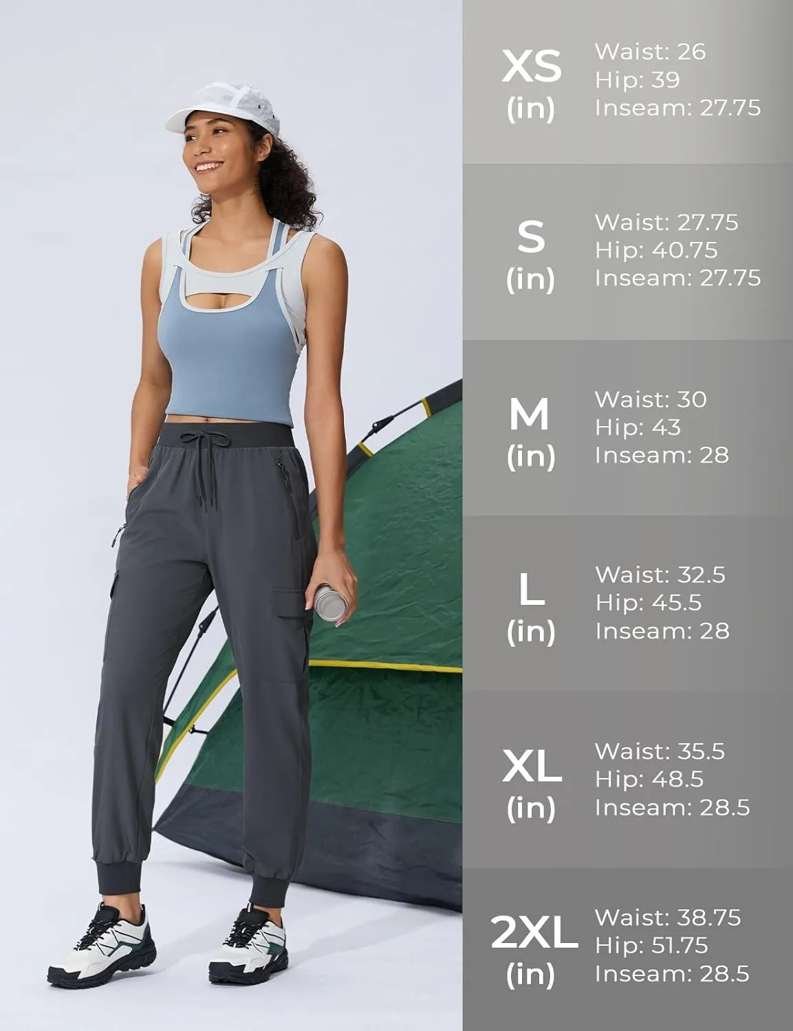Women's Cargo Joggers Quick Dry Hiking Joggers UPF 50  Lightweight Athletic Jogger Pants Travel Water Resistant