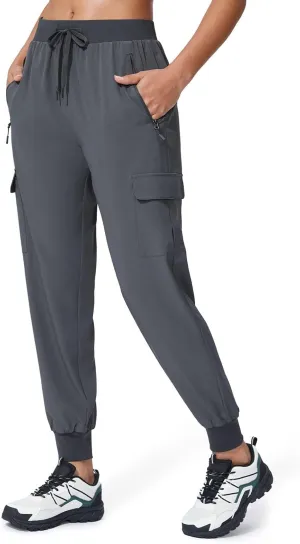 Women's Cargo Joggers Quick Dry Hiking Joggers UPF 50  Lightweight Athletic Jogger Pants Travel Water Resistant