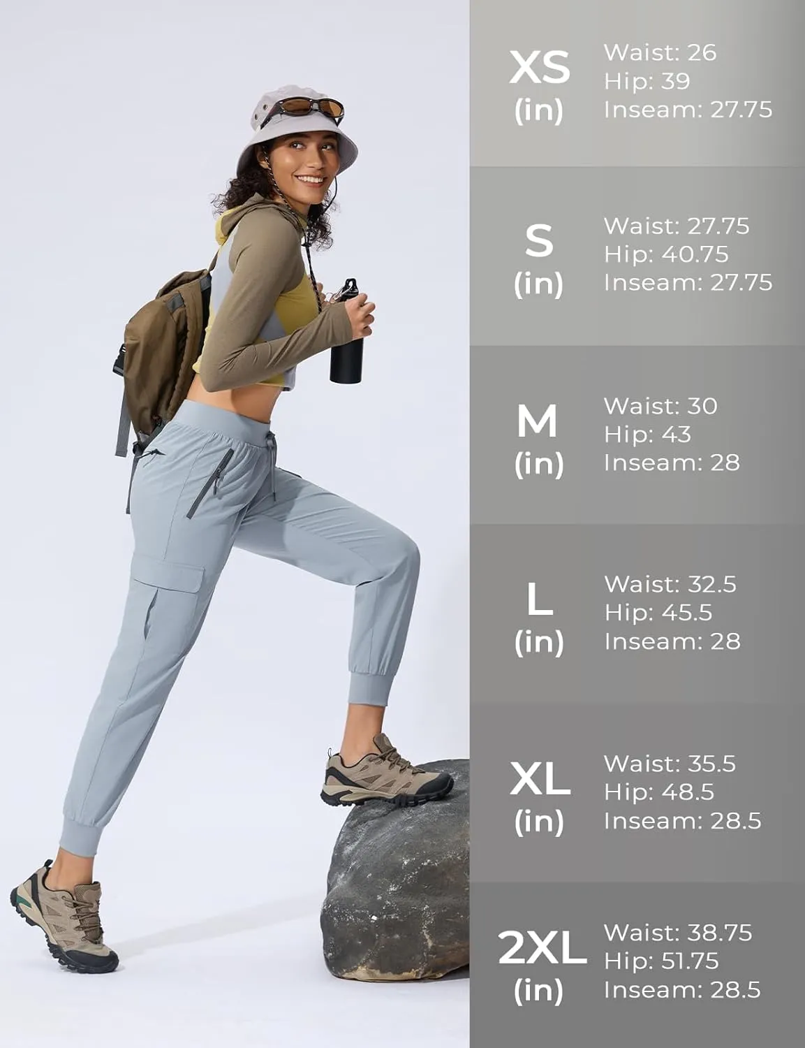 Women's Cargo Joggers Quick Dry Hiking Joggers UPF 50  Lightweight Athletic Jogger Pants Travel Water Resistant