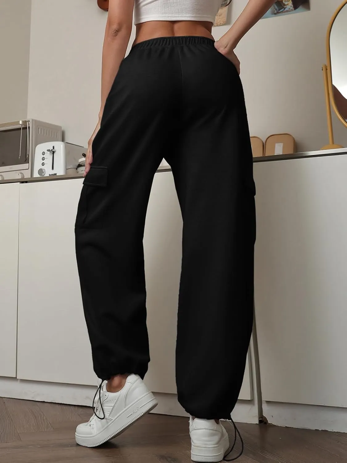 Womens Casual Sweatpants High Waisted Baggy Cargo Pants Athletic Running Joggers Y2K Wide Leg Pant with Pockets