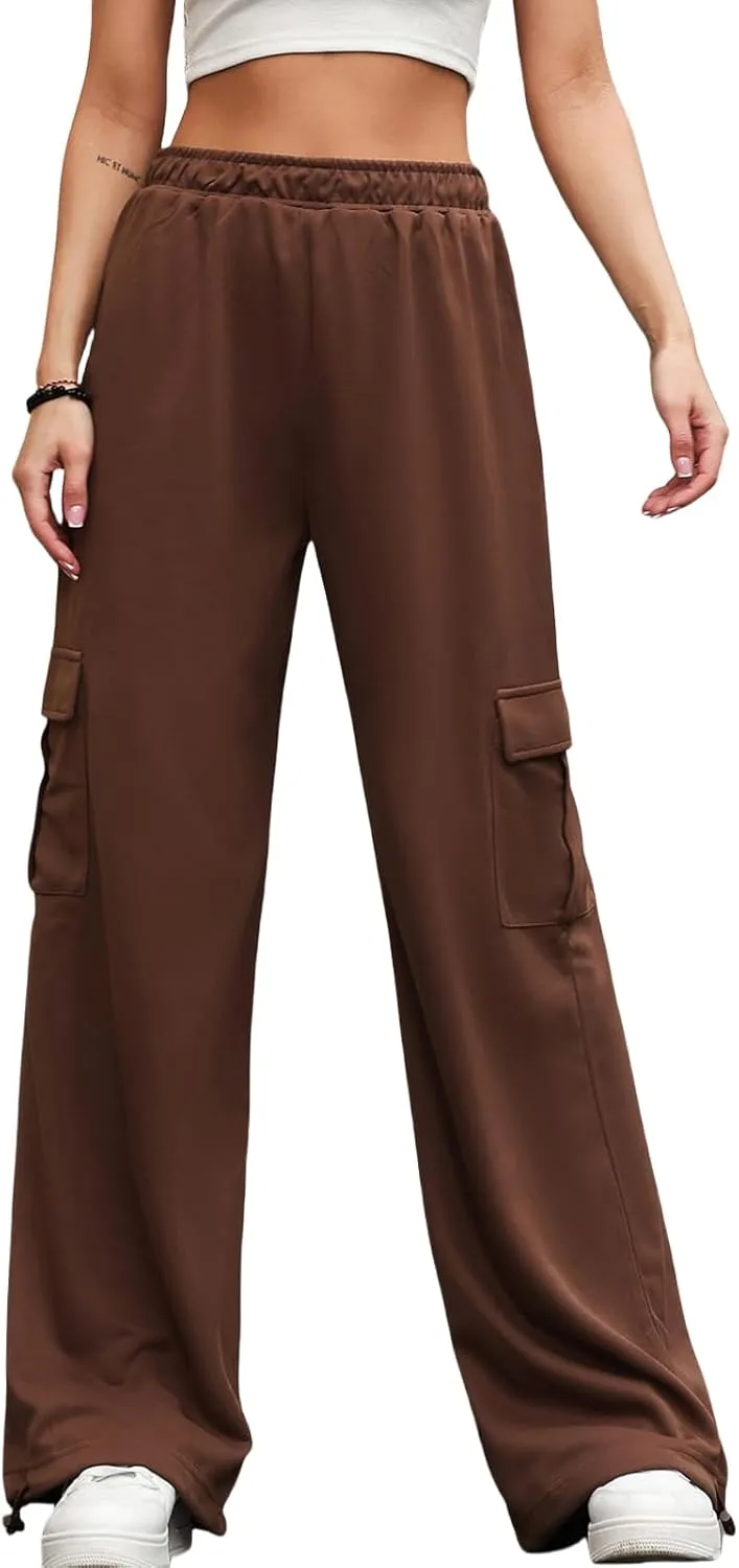 Womens Casual Sweatpants High Waisted Baggy Cargo Pants Athletic Running Joggers Y2K Wide Leg Pant with Pockets