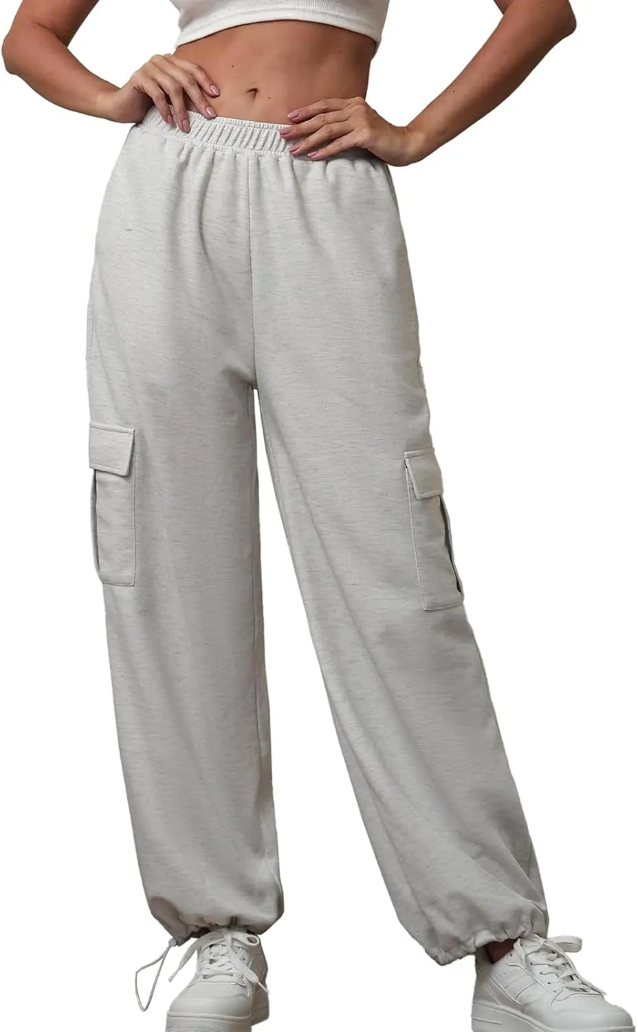 Womens Casual Sweatpants High Waisted Baggy Cargo Pants Athletic Running Joggers Y2K Wide Leg Pant with Pockets