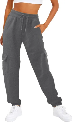 Womens Cinch Bottom Sweatpants Pockets High Waist Jogger Lounge Trousers Wide Leg Baggy Pants Y2K Streetwear