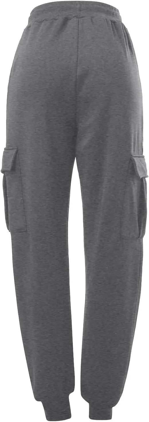 Womens Cinch Bottom Sweatpants Pockets High Waist Jogger Lounge Trousers Wide Leg Baggy Pants Y2K Streetwear