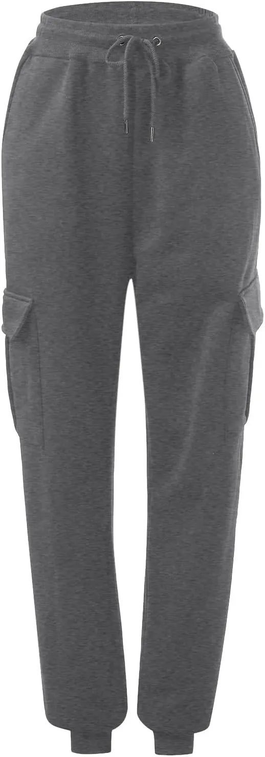 Womens Cinch Bottom Sweatpants Pockets High Waist Jogger Lounge Trousers Wide Leg Baggy Pants Y2K Streetwear