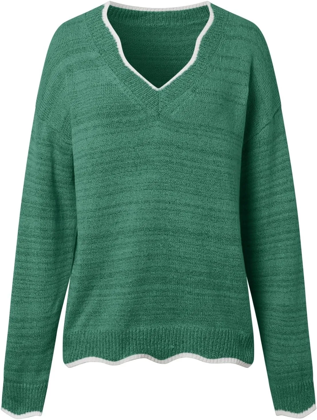 Women's Fashion V Neck Sweaters Cozy Fit Fleece Sweaters Plus Size Spring Sweater Elegant Chunky Pullover Tops