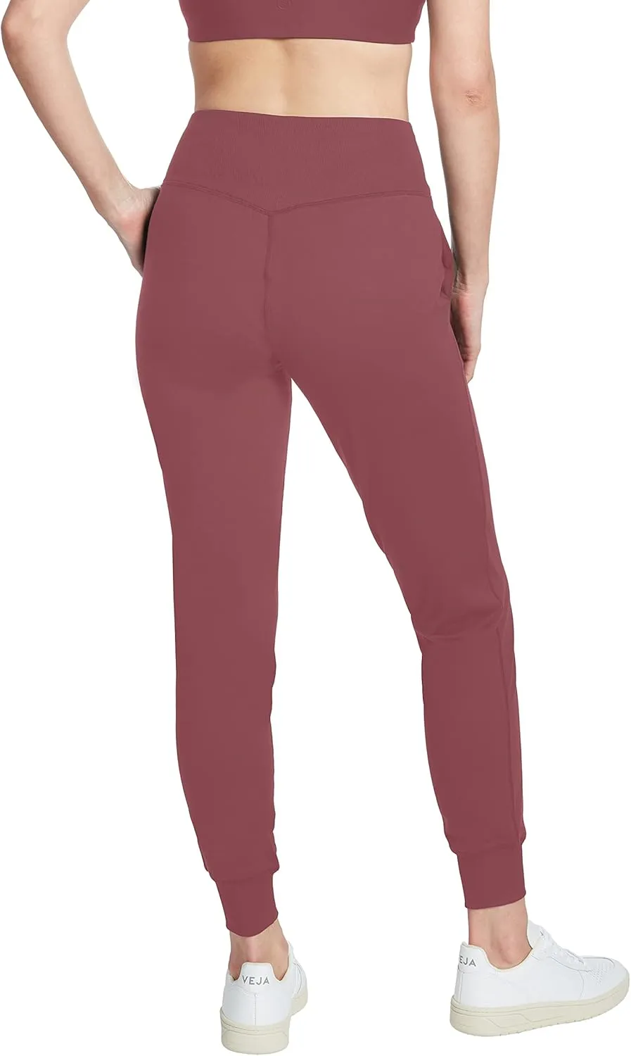 Womens High Rise Moisture Wicking Slim Cuffed Tummy Control Stretch Yoga Athletic High Waisted Jogger Pant