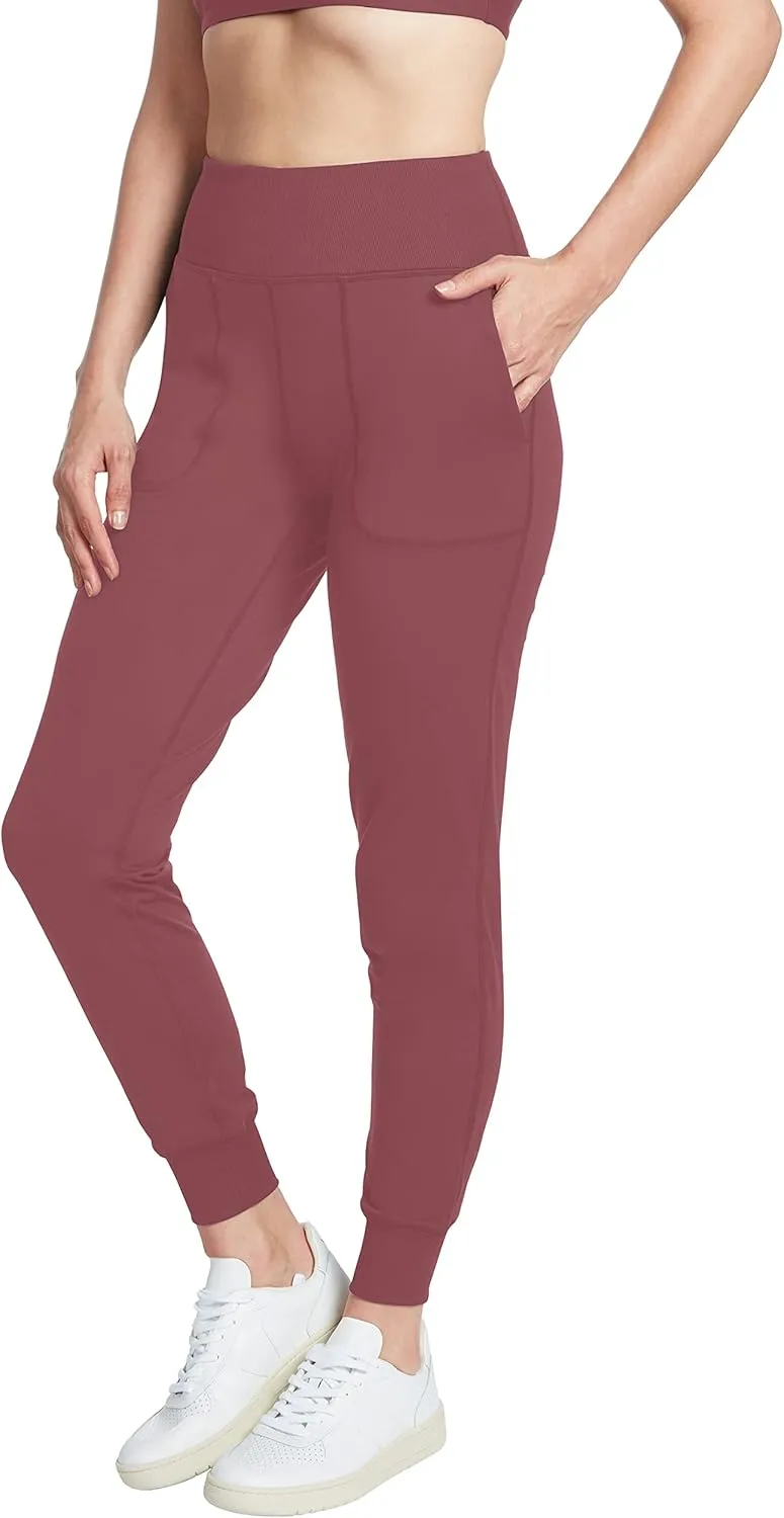 Womens High Rise Moisture Wicking Slim Cuffed Tummy Control Stretch Yoga Athletic High Waisted Jogger Pant