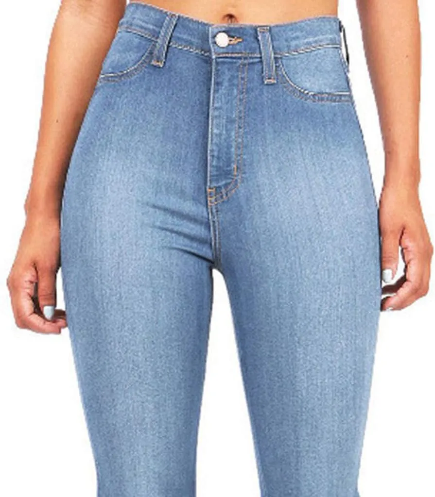 Women's High Waisted Bell Bottom Jeans Chic Curvy Stretch Skinny Flare Jeans Wide Leg Bootcut Denim Pants