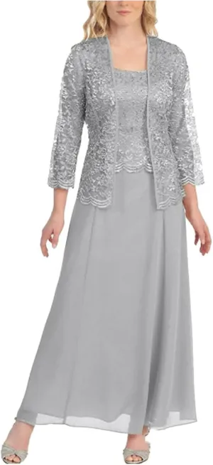 Womens Lace Mother of The Bride Dress with Jacket 2 Piece Mother of The Groom Dresses for Wedding Guest Dress