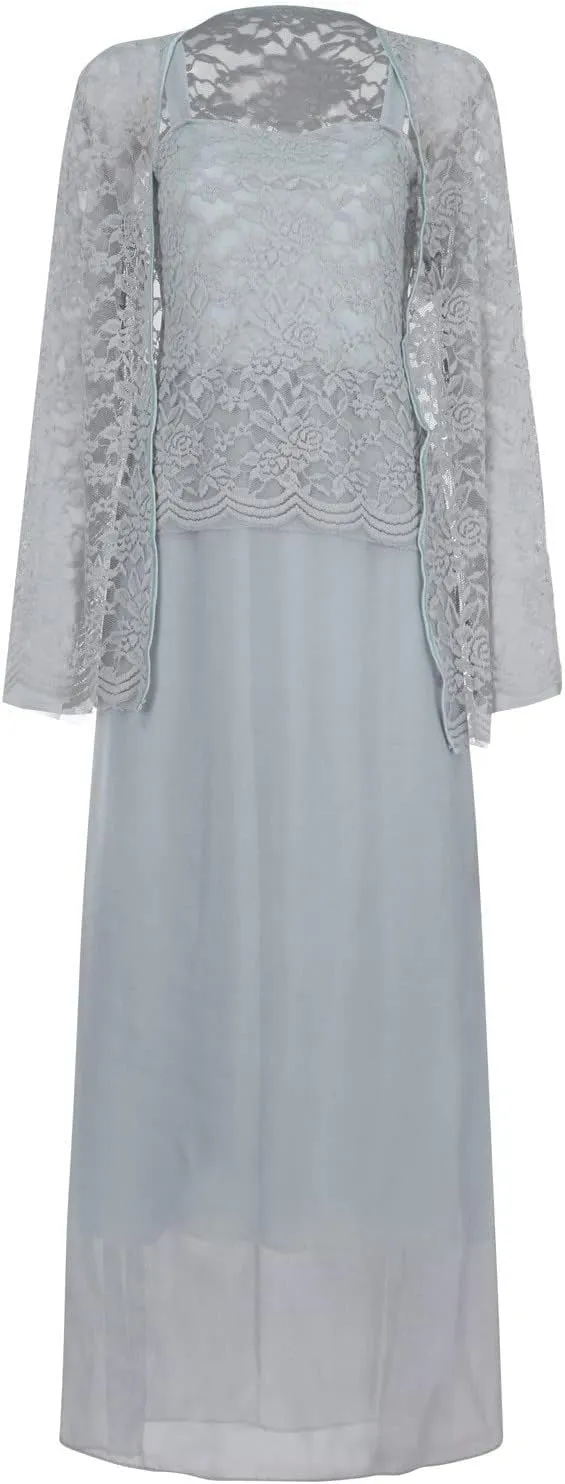 Womens Lace Mother of The Bride Dress with Jacket 2 Piece Mother of The Groom Dresses for Wedding Guest Dress