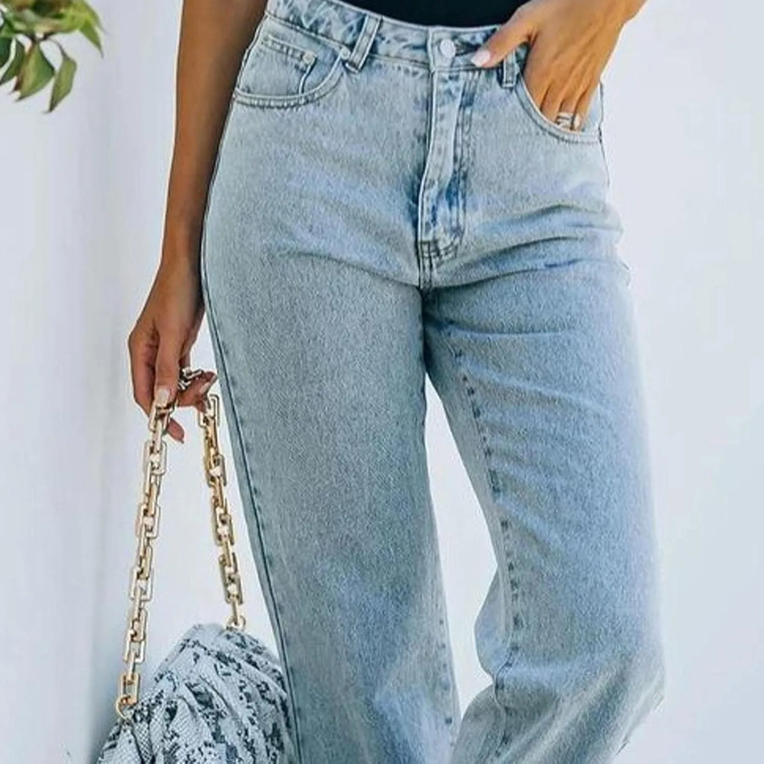 Womens Mid Waisted Flare Bell Bottom Jeans Stretchy Wide Leg Baggy Jeans Casual Loose Denim Pants