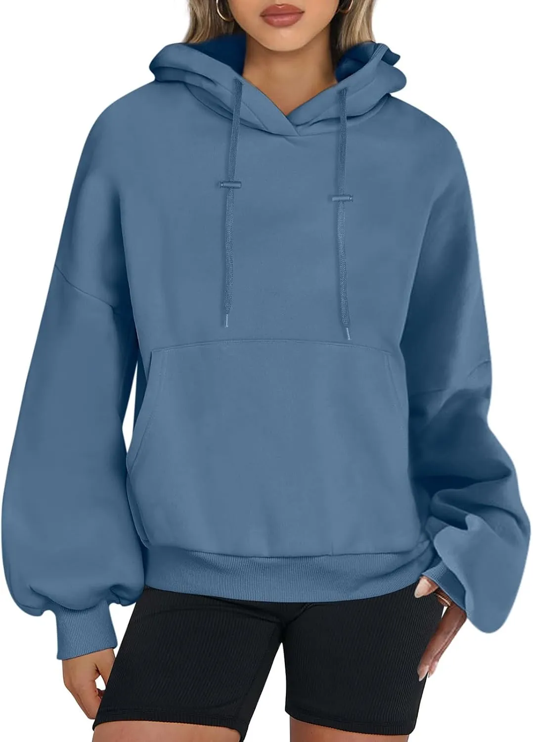 Womens Oversized Hoodies Fall Basic Casual Fleece Sweatshirts 2024 Preppy Drawstring Pullover with Kangaroo Pocket