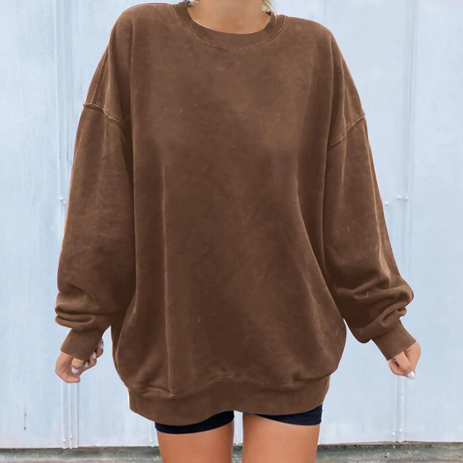 Womens Oversized Sweatshirt 2024 Casual Trendy Pullover Shirts Long Sleeve Crewneck Tunic Tops Ladies Fall Clothing