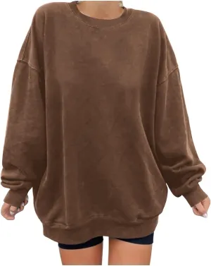 Womens Oversized Sweatshirt 2024 Casual Trendy Pullover Shirts Long Sleeve Crewneck Tunic Tops Ladies Fall Clothing