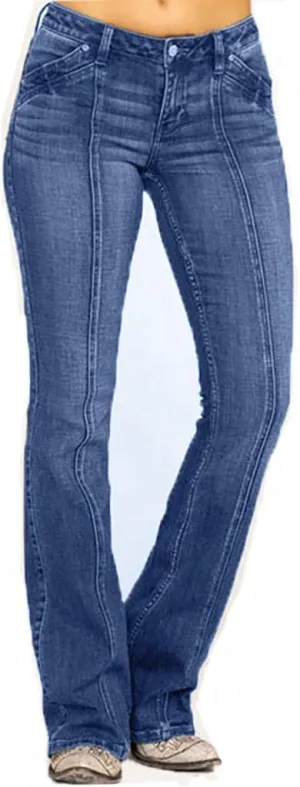 Womens Retro High Rise Trumpet Flare Jeans Ultra Stretch Denim Jeans Butt Lifting Bootcut Trousers