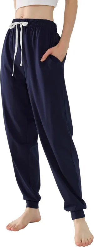 Womens Running Joggers Sweatpants for Women with Pockets Womens Pajams Pants(Navy Blue,XL)