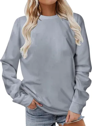 Womens Sweatshirts Long Sleeve Crew Neck Pullover Sweatshirt Casual Outfits Fall Clothes Loose Trendy Shirt 2025