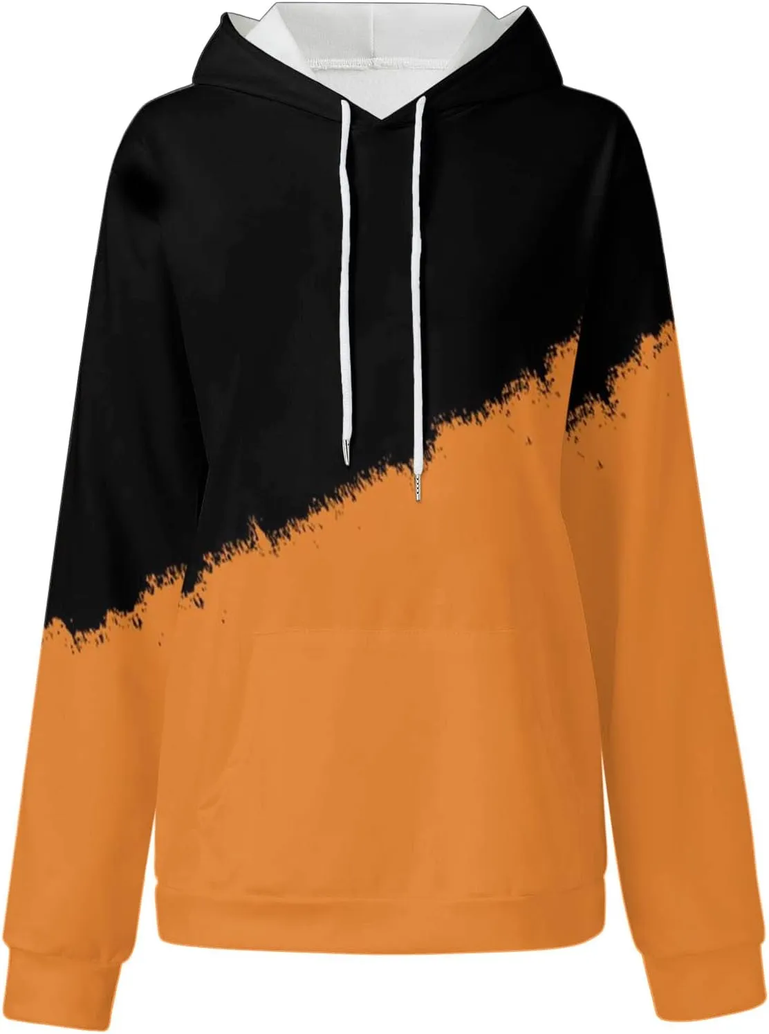 Women's Tie Dye Hoodies Fall Long Sleeve Casual Color Block Oversized Pullover Sweatshirt with Pocket