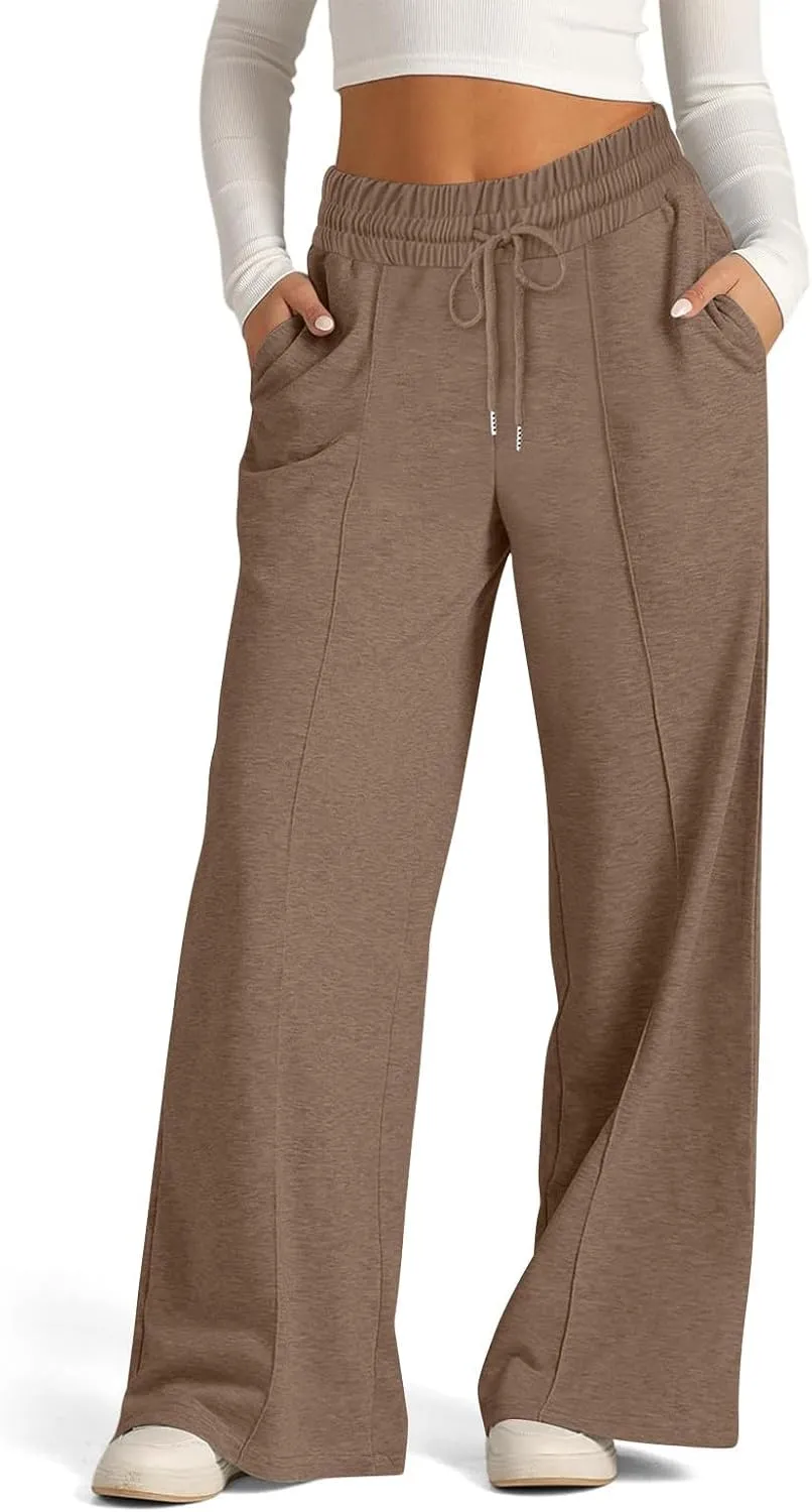 Womens Wide Leg Sweatpants Casual Loose Yoga Pants Comfy Lounge Joggers Baggy Sweatpants Pockets