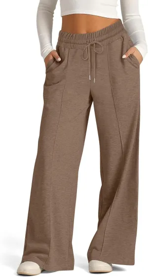 Womens Wide Leg Sweatpants Casual Loose Yoga Pants Comfy Lounge Joggers Baggy Sweatpants Pockets