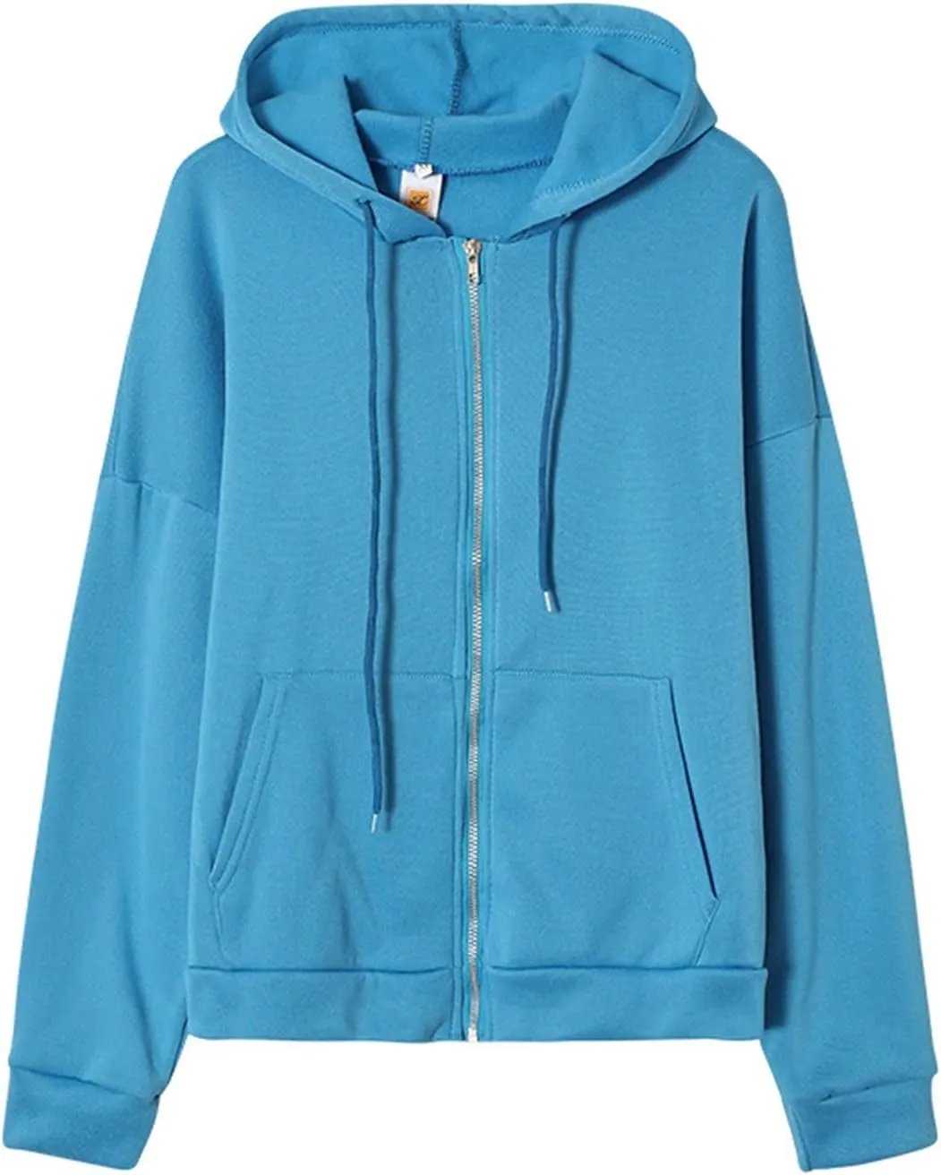Women's Zip Front Drawstring Hoodie Long Sleeve Casual Sweatshirt Top Black Hoodies for Women