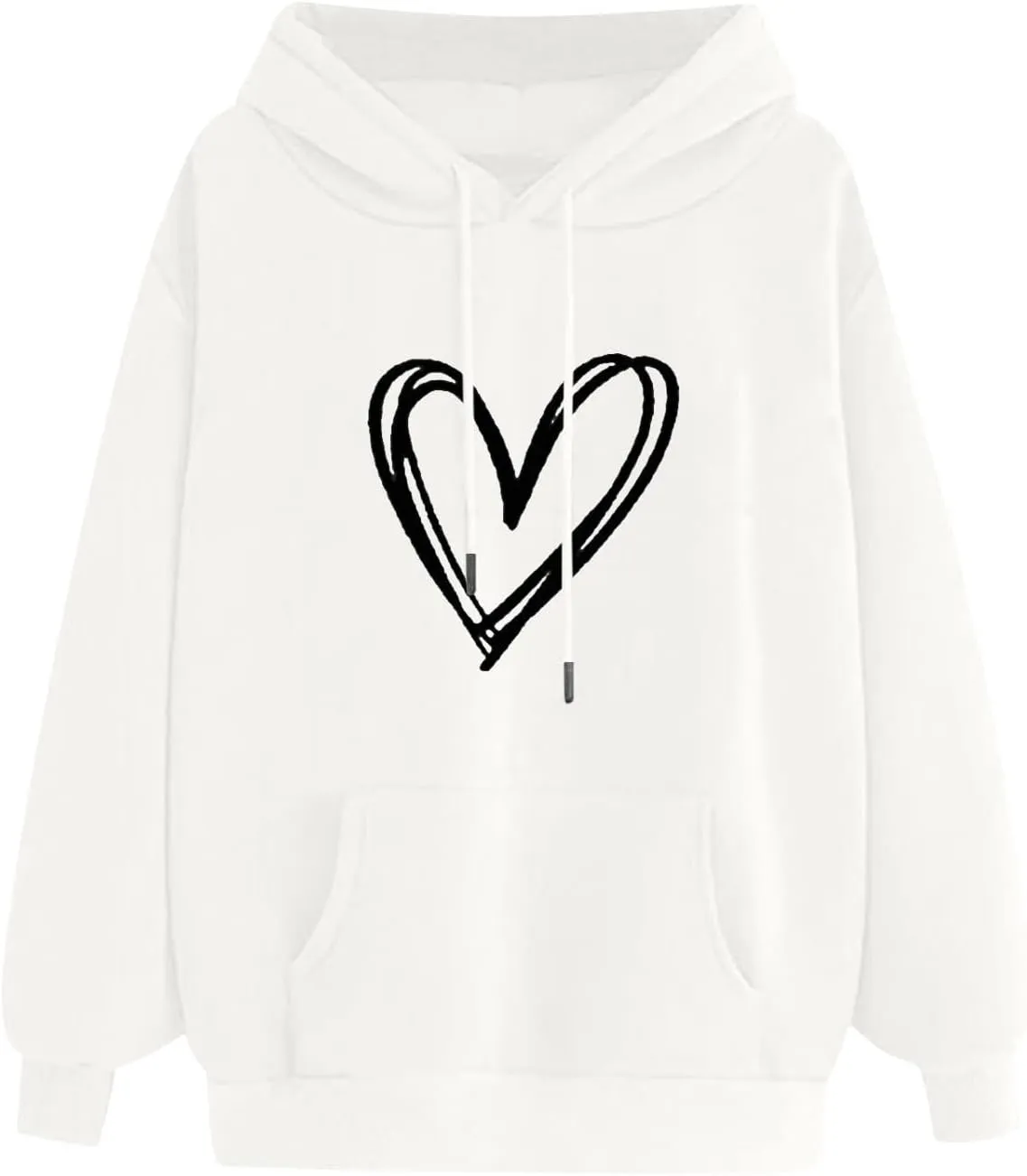 Womens Zip Up Hoodies,Teen Girl Heart Shape Sweater Long Sleeve Hoodies Valentine's Day Drawstring Pullover Tops