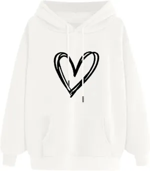 Womens Zip Up Hoodies,Teen Girl Heart Shape Sweater Long Sleeve Hoodies Valentine's Day Drawstring Pullover Tops