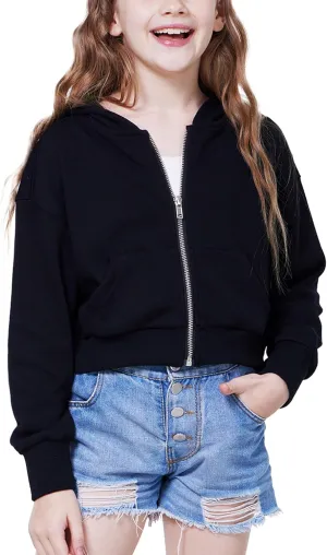 WULFUL Girls Casual Zipper up Sweatshirts Crop Jackets for Teens