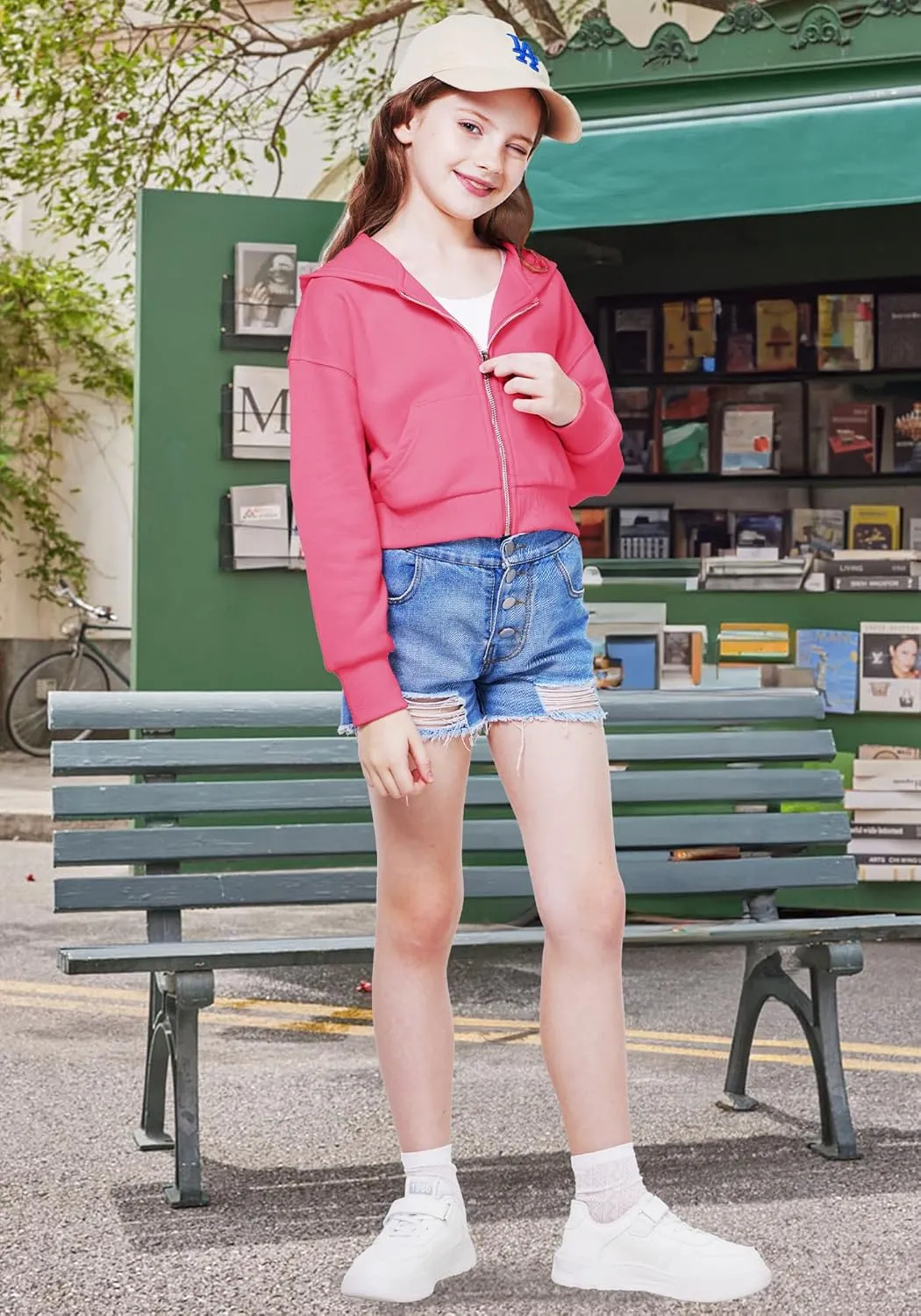 WULFUL Girls Casual Zipper up Sweatshirts Crop Jackets for Teens