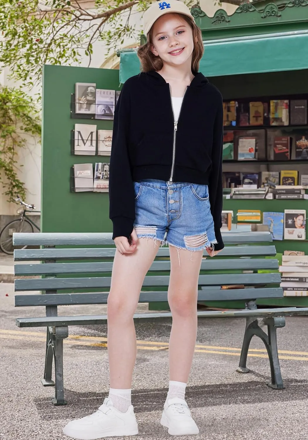 WULFUL Girls Casual Zipper up Sweatshirts Crop Jackets for Teens