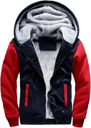 XIAXOGOOL Zipup Hoodie For Men Plus Size Fleece Jacket Heavyweight Sherpa Lined Hooded Sweatshirt Warm Thickened Winter Coat