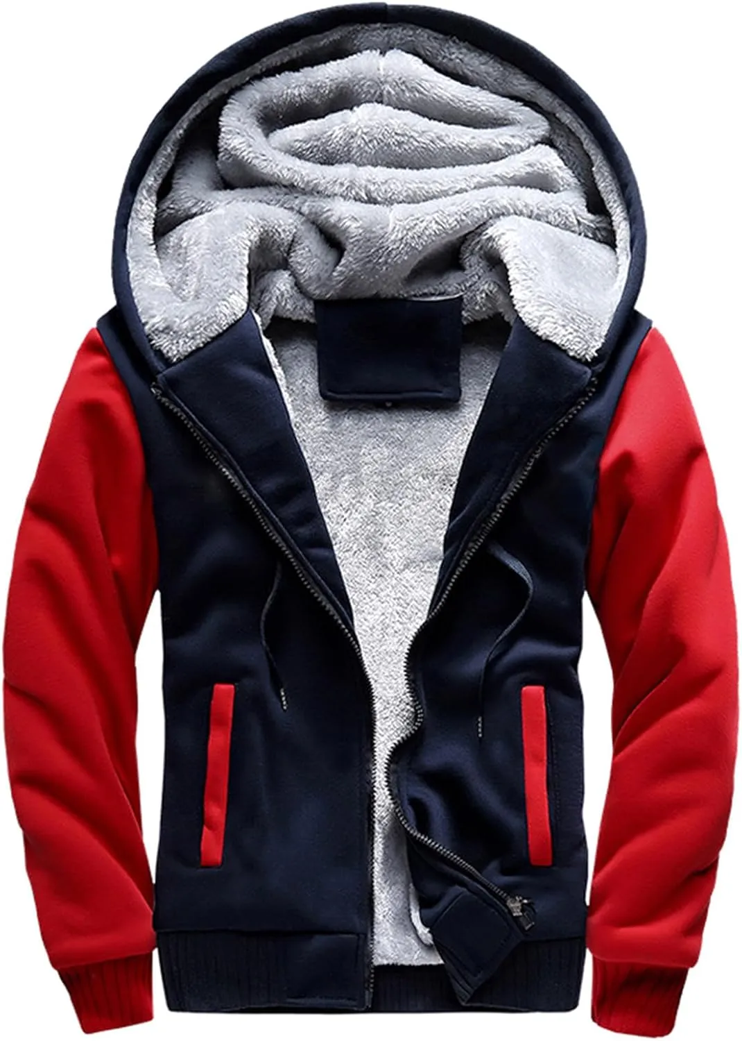 XIAXOGOOL Zipup Hoodie For Men Plus Size Fleece Jacket Heavyweight Sherpa Lined Hooded Sweatshirt Warm Thickened Winter Coat