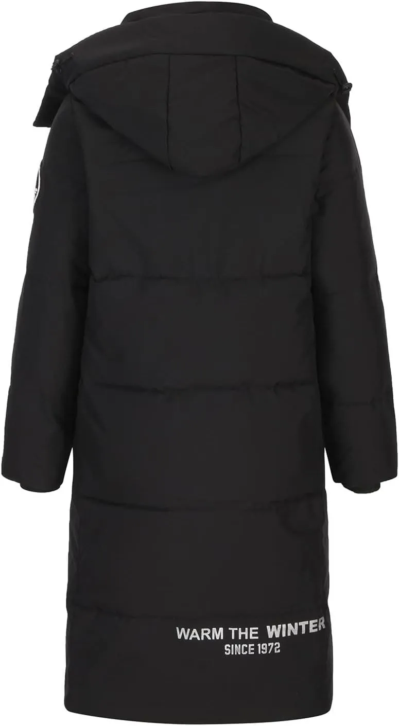 XUNRYAN Womens Maxi Long Winter Warm Down Coats Lightweight Quilted Puffer Jackets Hooded Anorak Parka Active Outerwear