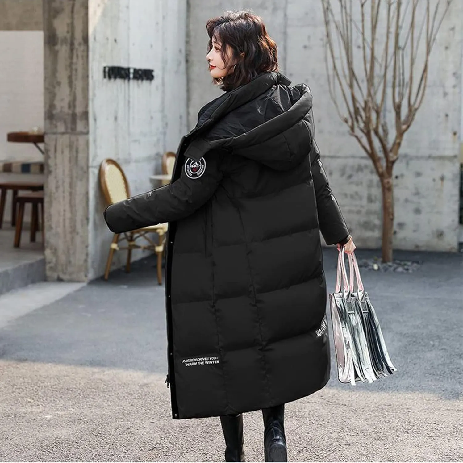 XUNRYAN Womens Maxi Long Winter Warm Down Coats Lightweight Quilted Puffer Jackets Hooded Anorak Parka Active Outerwear