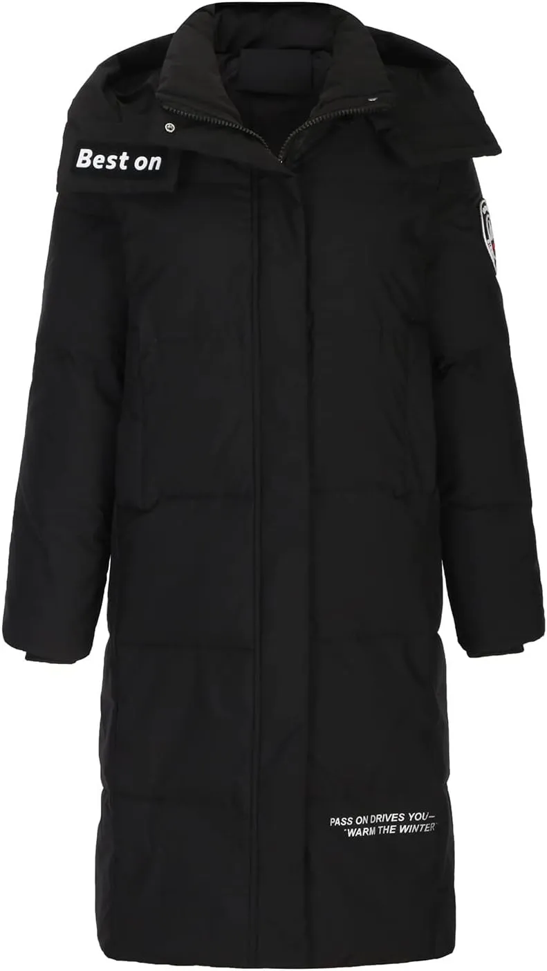 XUNRYAN Womens Maxi Long Winter Warm Down Coats Lightweight Quilted Puffer Jackets Hooded Anorak Parka Active Outerwear