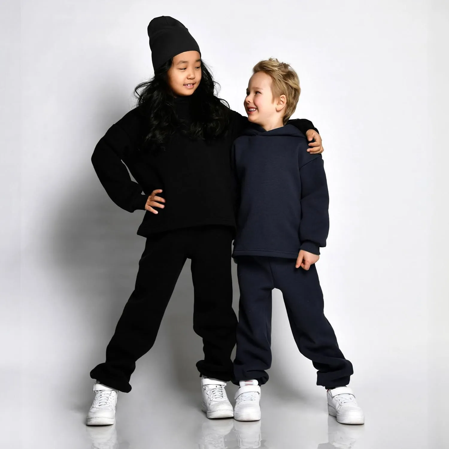 Yacht & Smith 6 Pack of Boys Jogger Bulk Sweatpants, Black Navy Gray, Comfy Lounge Joggers for Kids
