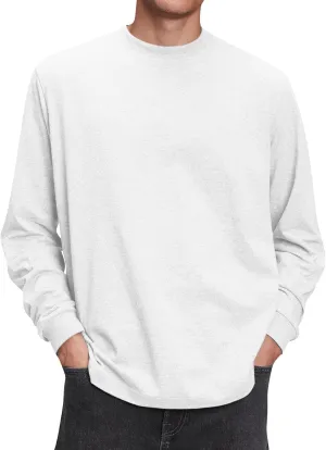 Ymosrh Men's Fashion Sweatshirts Athletic Workout Long Sleeve Crewneck Basic Solid Sweat Shirts Casual Sweatshirt, S-4XL