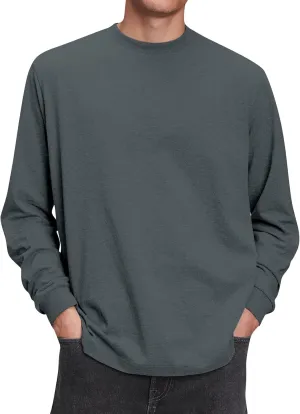 Ymosrh Men's Fashion Sweatshirts Athletic Workout Long Sleeve Crewneck Basic Solid Sweat Shirts Casual Sweatshirt, S-4XL