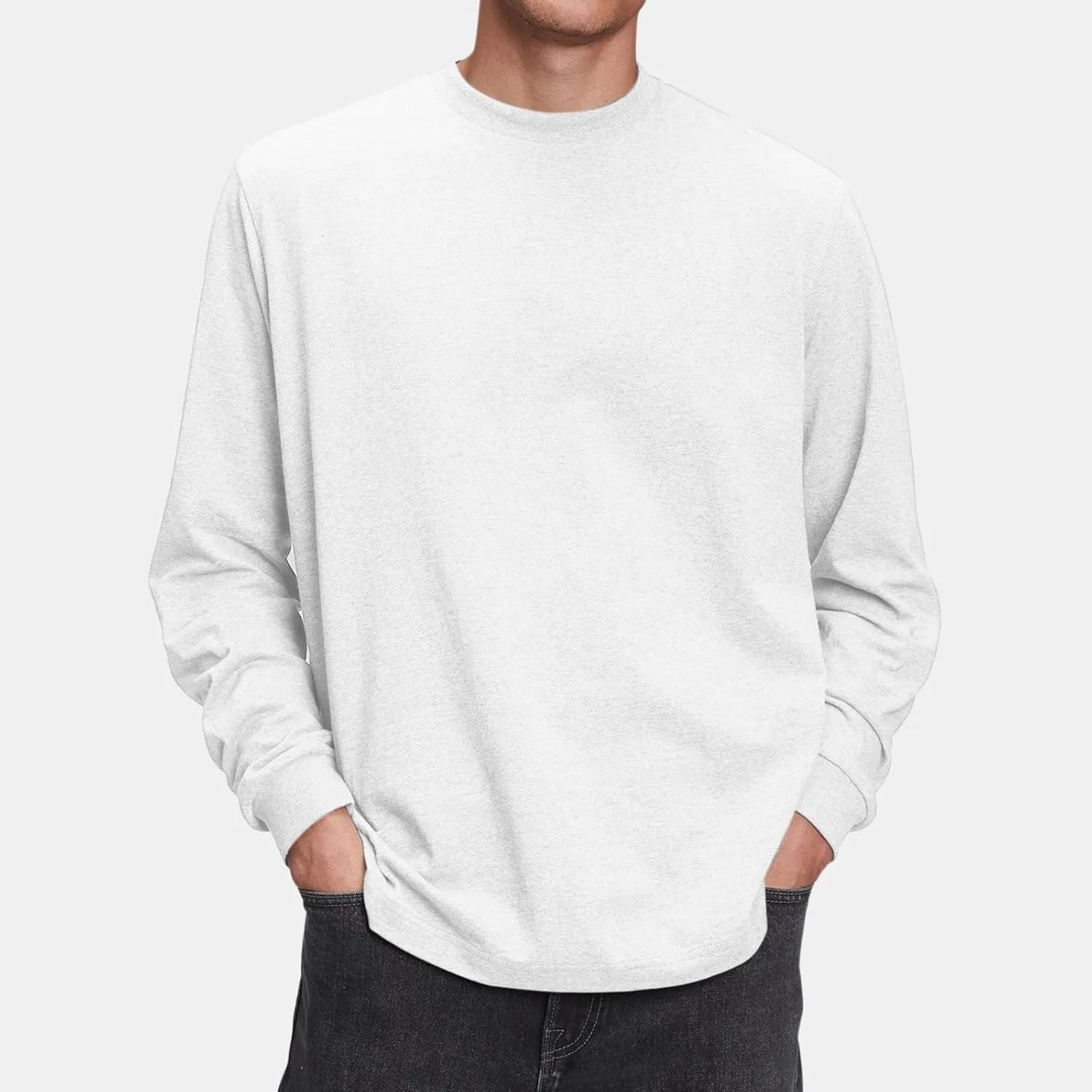 Ymosrh Men's Fashion Sweatshirts Athletic Workout Long Sleeve Crewneck Basic Solid Sweat Shirts Casual Sweatshirt, S-4XL