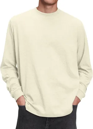 Ymosrh Men's Fashion Sweatshirts Athletic Workout Long Sleeve Crewneck Basic Solid Sweat Shirts Casual Sweatshirt, S-4XL
