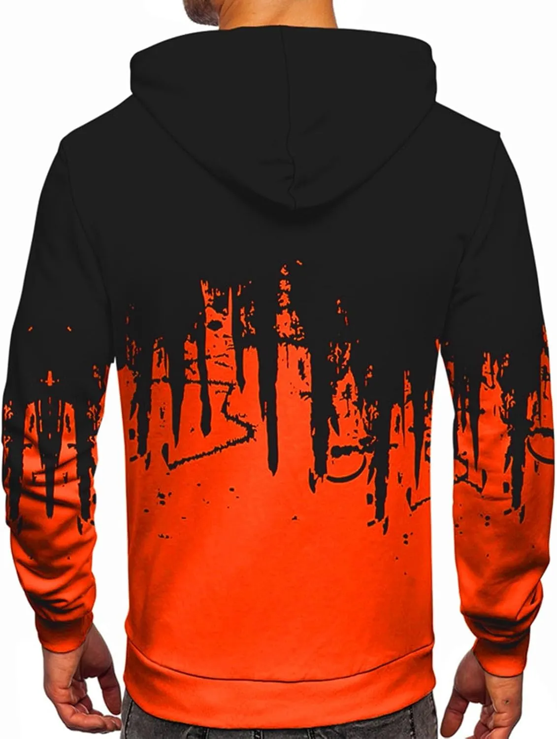 Ymosrh Mens Fleece Hoodies Men Gradient Color Pullover Long Sleeve Hooded Sweatshirt Tops Blouse Hoodies Pullover