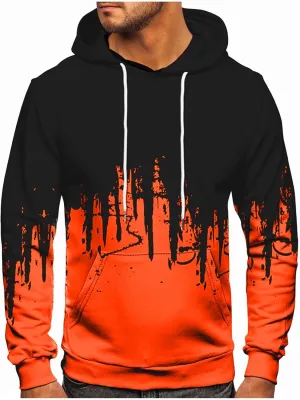 Ymosrh Mens Fleece Hoodies Men Gradient Color Pullover Long Sleeve Hooded Sweatshirt Tops Blouse Hoodies Pullover