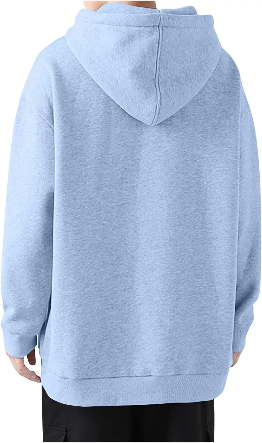 Ymosrh Mens Sports Hoodies Solid Color Long Sleeve Drawstring Casual Workout Pullover Sweatshirt with Hood Pullovers