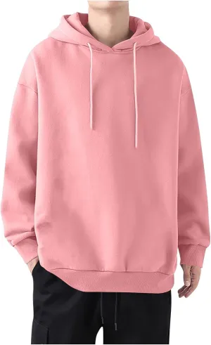 Ymosrh Mens Sports Hoodies Solid Color Long Sleeve Drawstring Casual Workout Pullover Sweatshirt with Hood Pullovers